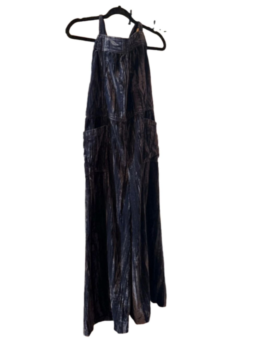 Natural Life Velvet Jumpsuit Size M Blue Wide Leg - Picture 2 of 9